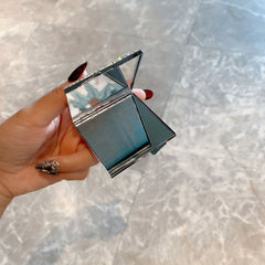 Rhinestone Decor Makeup Mirror Double Side Folding Square Mini Vanity Mirror