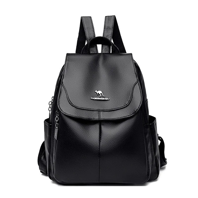 Vintage Soft Leather Backpack for Women Casual Travel Bagpack