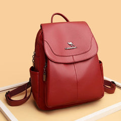 Vintage Soft Leather Backpack for Women Casual Travel Bagpack