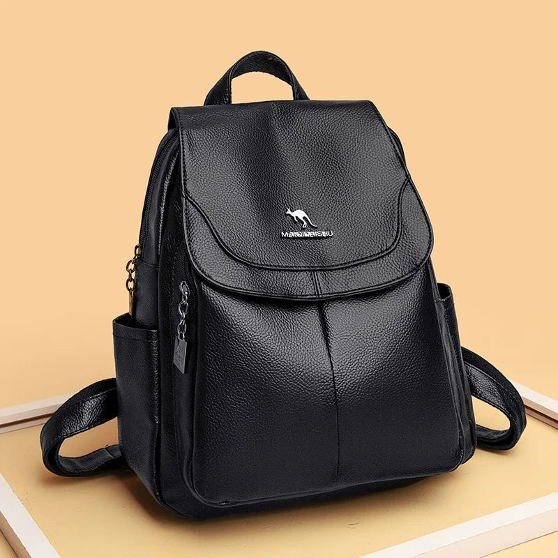 Vintage Soft Leather Backpack for Women Casual Travel Bagpack