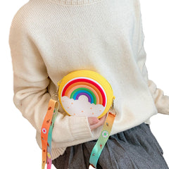 Kids Shoulder Bag Cross-Body Pack Round Adjustable Wide Strap Rainbow Donut