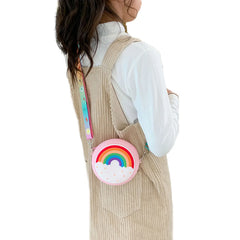 Kids Shoulder Bag Cross-Body Pack Round Adjustable Wide Strap Rainbow Donut