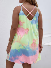 Ombre Tie Dye Print Spaghetti Strap Dress
