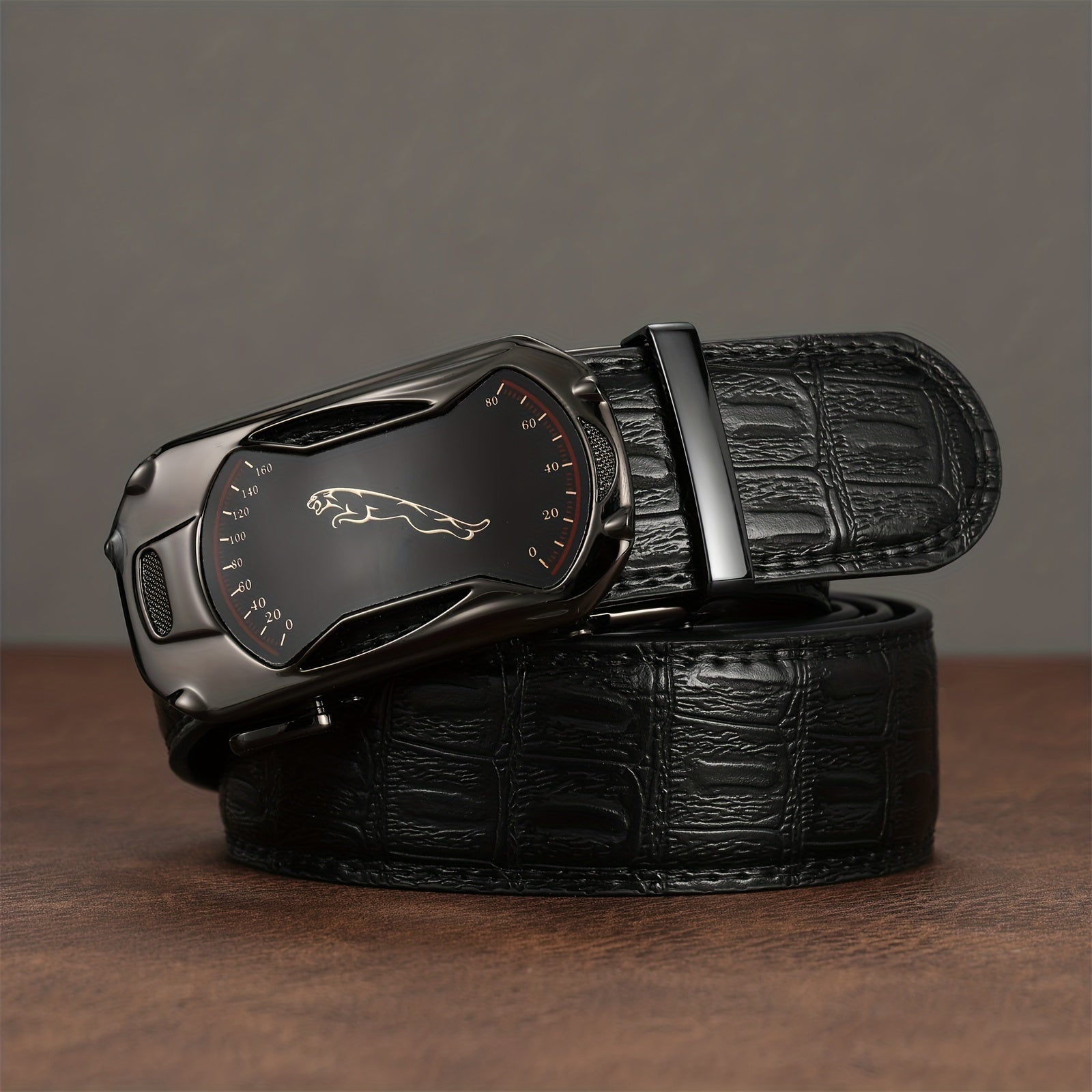 Stylish Men's Belt Black Leather Classic Buckle Casual Dress Waistband