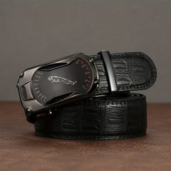 Stylish Men's Belt Black Leather Classic Buckle Casual Dress Waistband