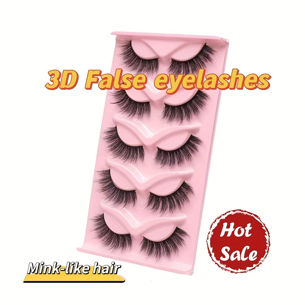 5 Pairs Faux Mink 3D False Eyelashes Natural Cat Eye Curling Thick Eyelashes