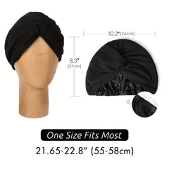 Satin Bonnet Sleep Cap Adjustable Knotted Turban Hat for Curly Hair