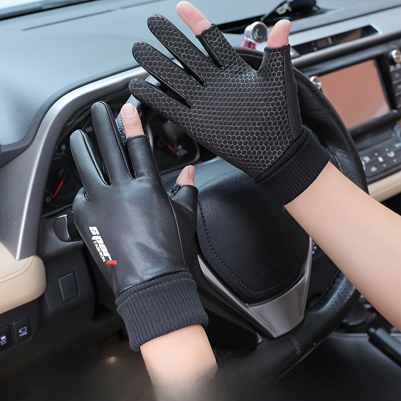Waterproof Faux Leather Gloves for Outdoor Cycling & Skiing