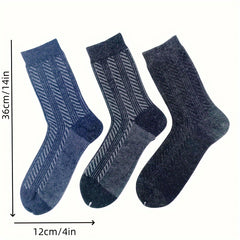 Men's Thick Wool Crew Socks, Winter Warm Velvet, Non-slip, Sweat-absorbent