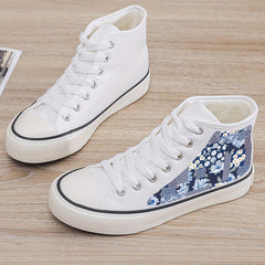 Girls High Top Floral Skate Shoes with Plush Lining