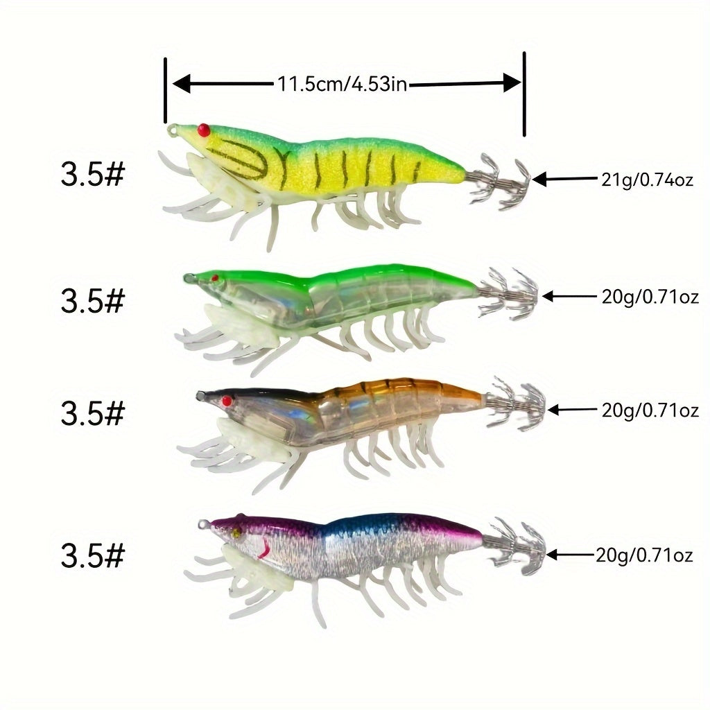 11 Light Soft Bait Shrimp Squid Hook Fluorescent Wooden Bait Sea Fishing