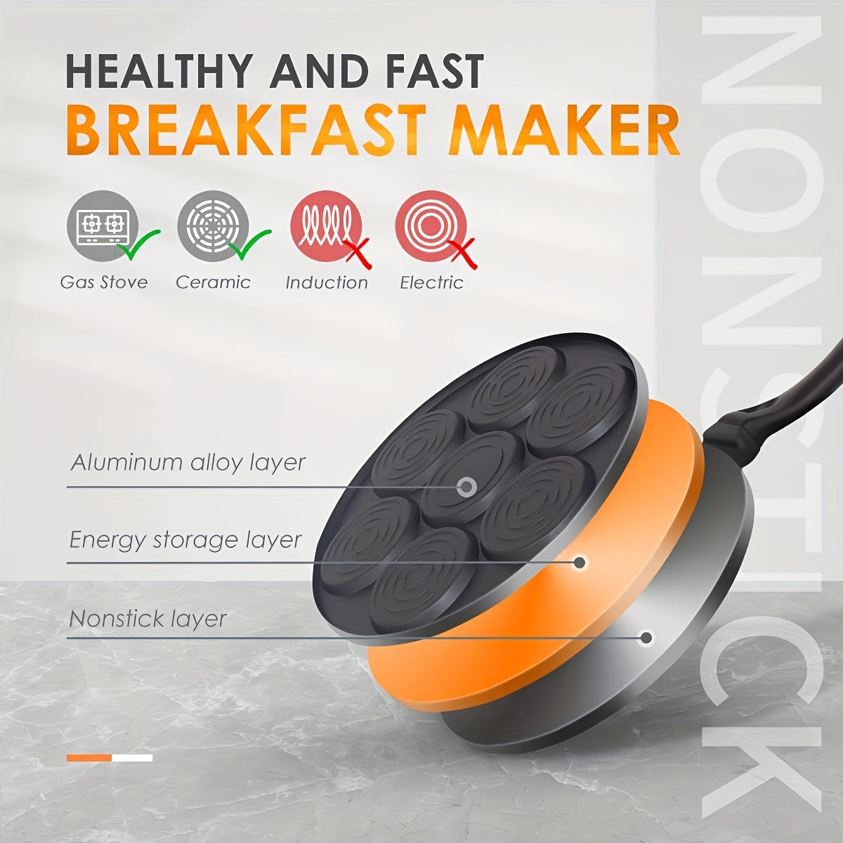 Mini Pancake Griddle Pan with 7 Mold Cookware Kitchenware