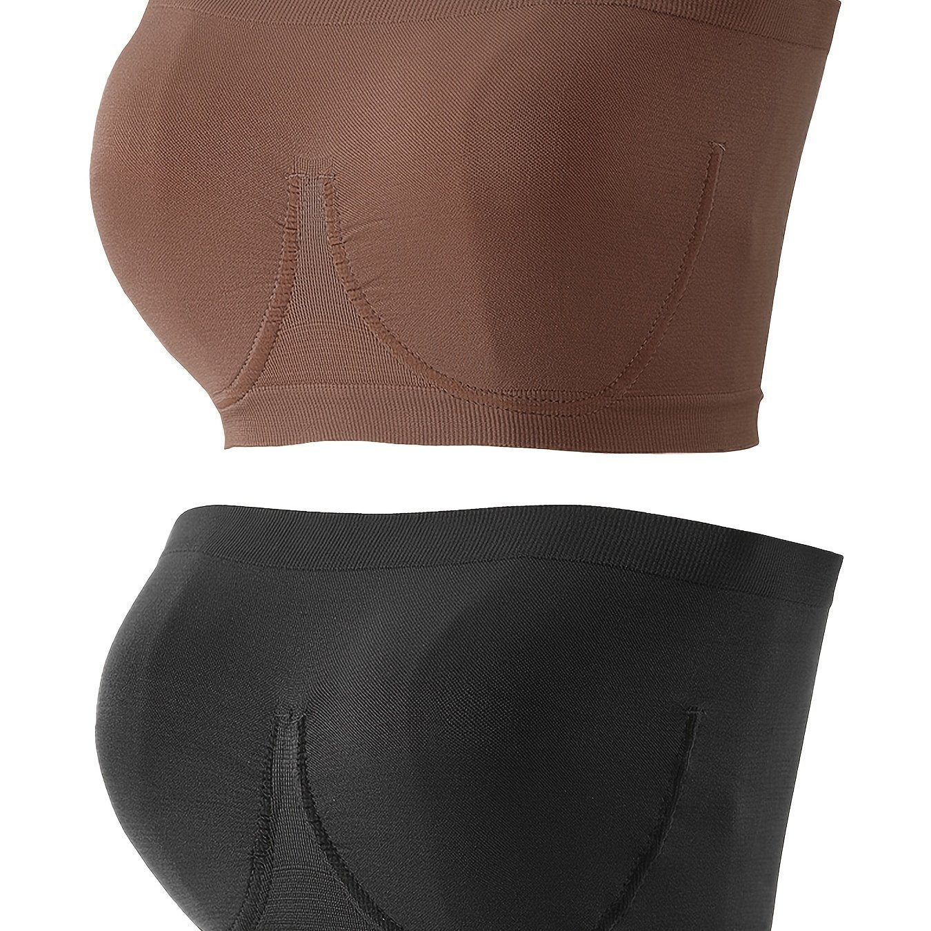2pcs Invisible Strapless Bandeau Bras Soft & Comfy Stretch Everyday Bra