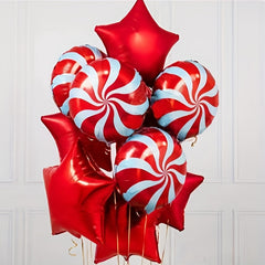 8pcs Red And Green Windmill Balloons for Candy Wonderland Christmas Party