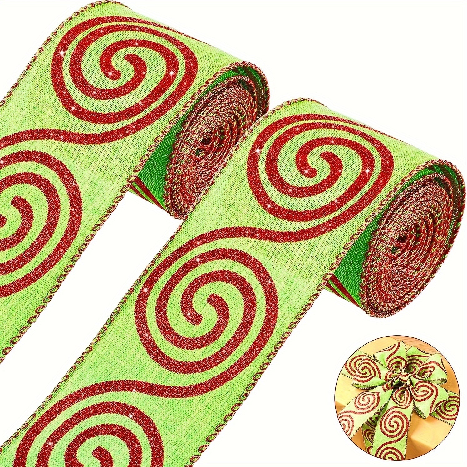 4.57m Christmas Ribbon Wired Edge Stripes Wrapping Colorful Xmas Decor
