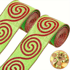 4.57m Christmas Ribbon Wired Edge Stripes Wrapping Colorful Xmas Decor