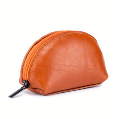 Small Leather Coin Purse Zipper Storage Bag