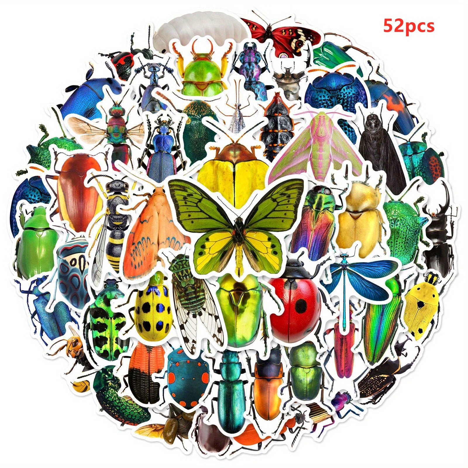 52pcs Cartoon Animals Insect Stickers for Cup Phone Case Skateboard DIY Toys