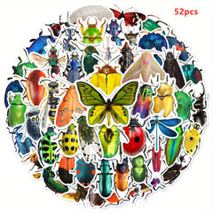 52pcs Cartoon Animals Insect Stickers for Cup Phone Case Skateboard DIY Toys