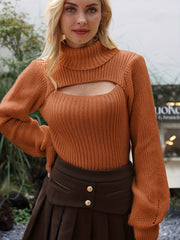 Sexy High Neck Cut Out Sweater for Women