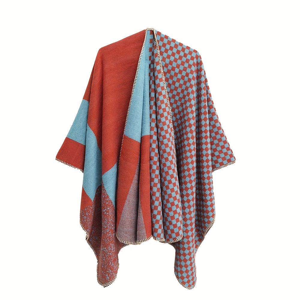 Plaid Block Scarf Warm Shawl Wrap Head Wrap Casual Gift For Mother