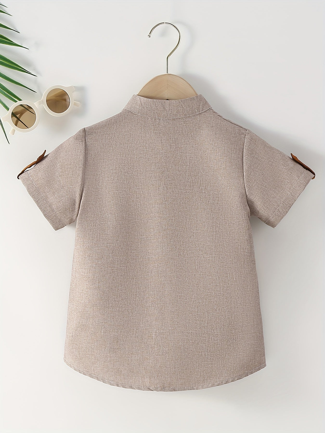2pcs Boys Solid Short Sleeve Lapel Shirt Summer Casual Top
