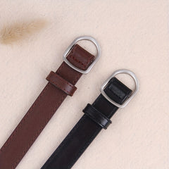 Thin Belt Hole Buckle PU Leather Solid Casual Jeans Pants Belt
