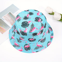 Flamingo Print Bucket Hat Casual Cartoon Basin Hat For Women Men