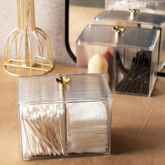 Acrylic Cotton Swab Holder Bathroom Apothecary Jar Dispenser