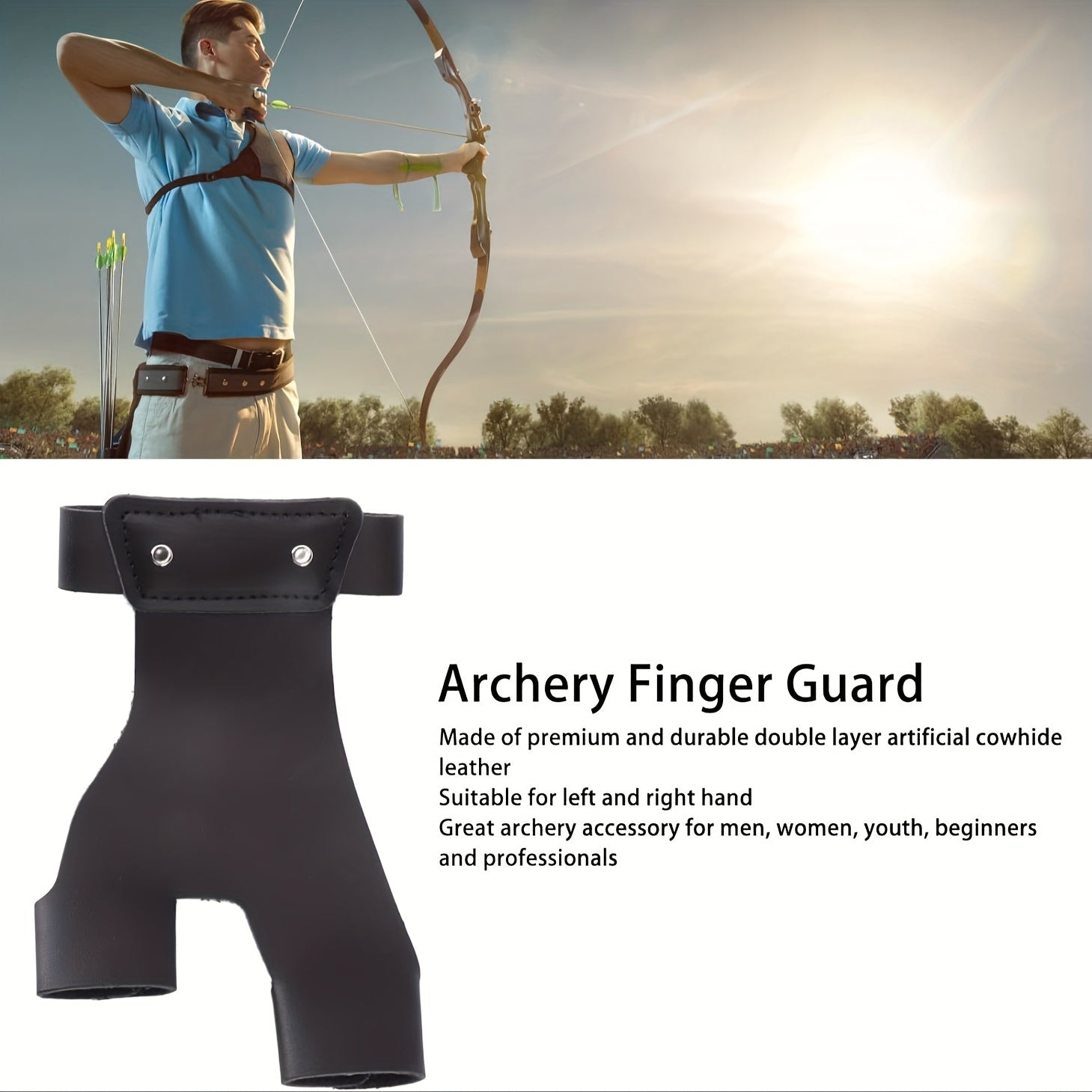 1pc Cowhide Archery Protection Glove 2 Finger