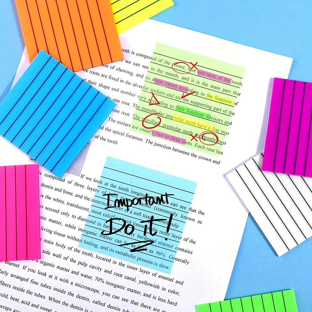7pcs Sticky Notes Lined Self Adhesive Note Pads 50 Pages Each