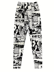 Japanese Anime Print Leggings High Waist Casual Pants for Women