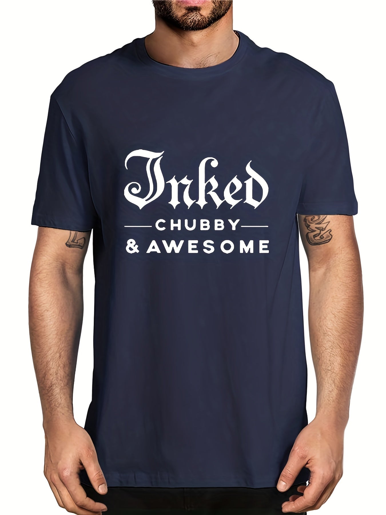 Men's Chubby & Awesome Print T-shirt for Summer Outdoor