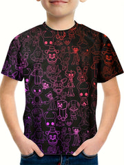 Anime Cartoon World Print T-shirt for Kids