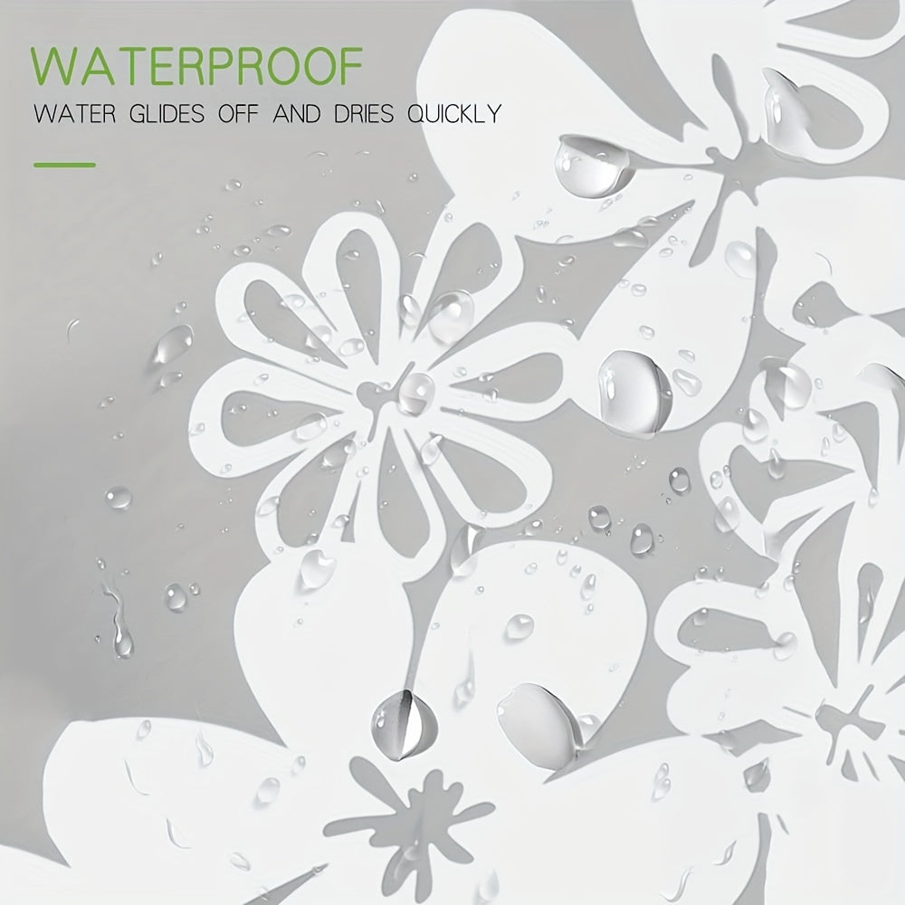 Frosted Flower Shower Curtain PEVA Lining Waterproof Durable