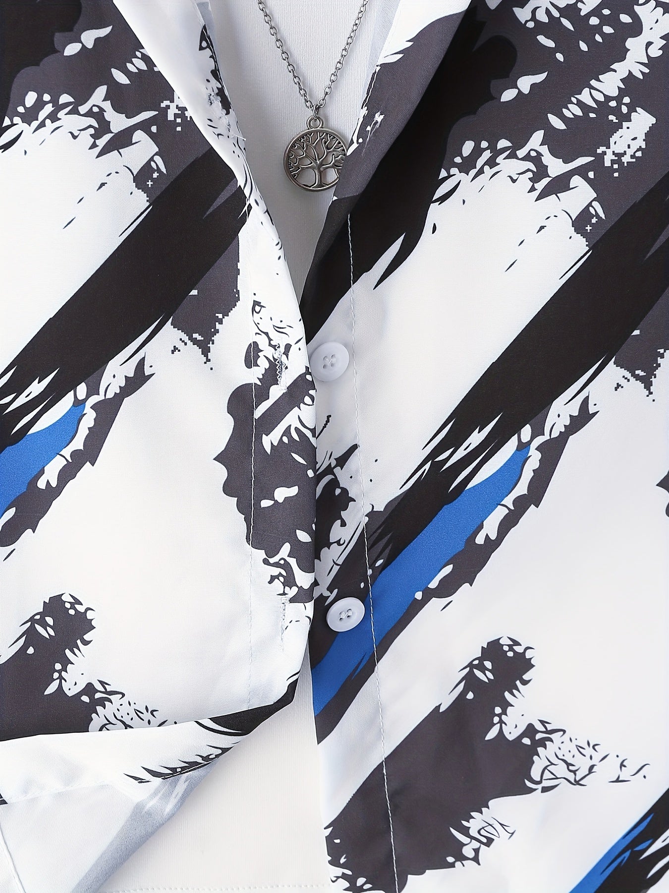 Boys Graffiti Print Button Down Short Sleeve Shorts