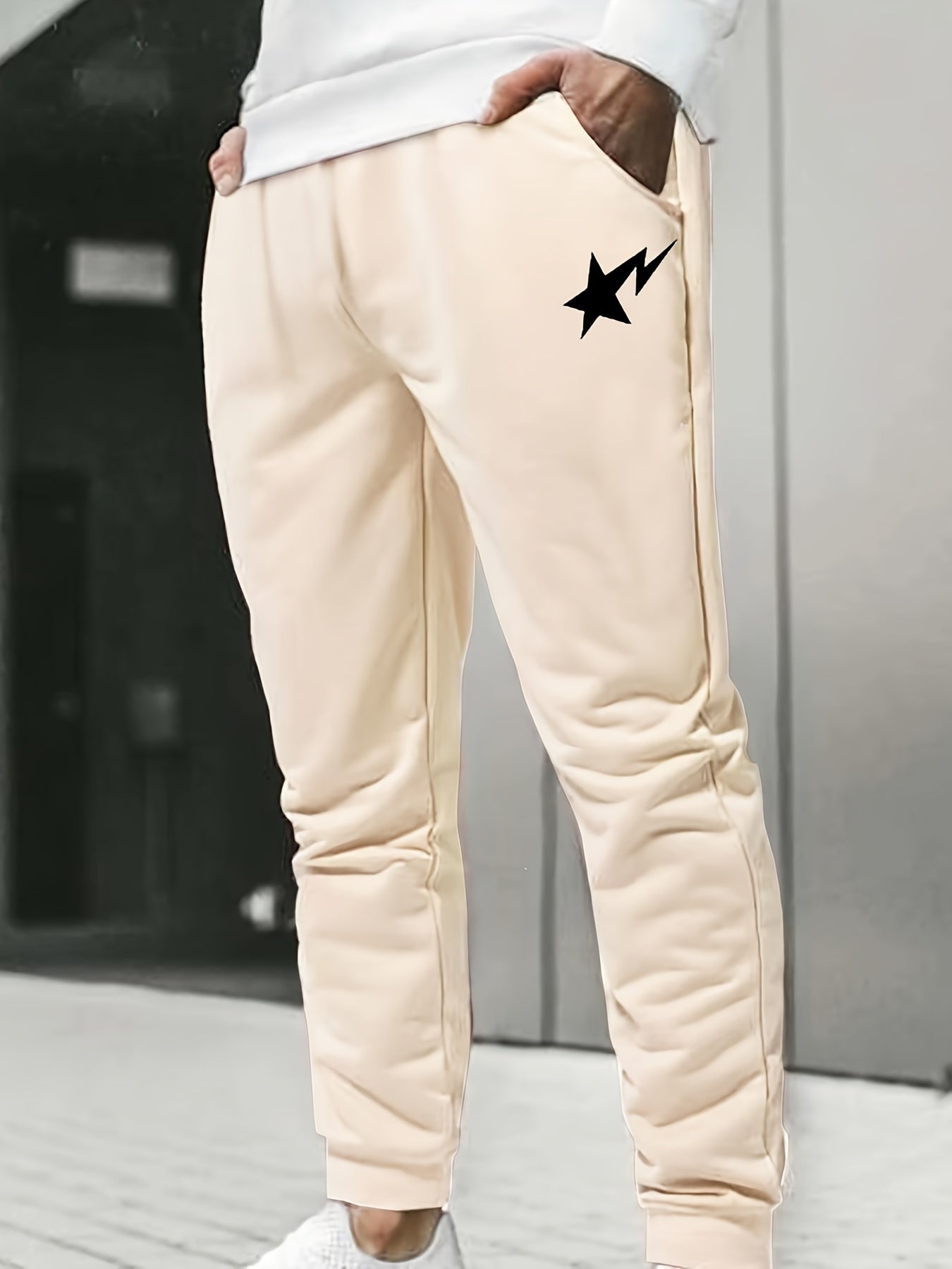 Men's Lightning Print Drawstring Sweatpants Elastic Waist Active Jogger Pants