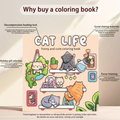 Cat Life Coloring Book for Adults - Relaxing Cat Illustrations