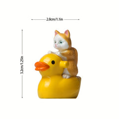 Yellow Duck Cat Kitten Micro Landscape Gardening Doll