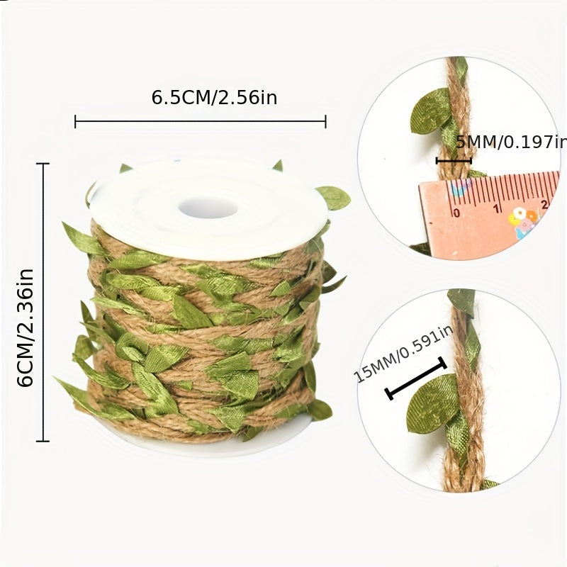 Burlap Leaf Ribbon 33 Feet Green Vine Twine Jungle Safari Baby Shower Decor