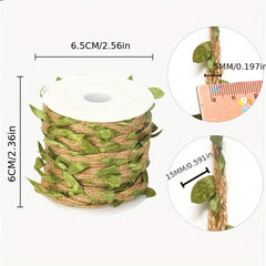 Burlap Leaf Ribbon 33 Feet Green Vine Twine Jungle Safari Baby Shower Decor