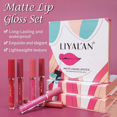 LIYALAN 6 Colors Matte Liquid Lipstick Set - Waterproof Long Lasting Nude Shades