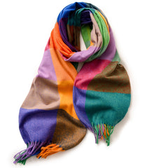 Ladies Striped Plaid Warm Winter Scarf Christmas Gift