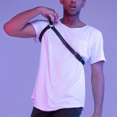 Men's PU Leather Shoulder Strap Body Belt for Daily Wear Party Costume