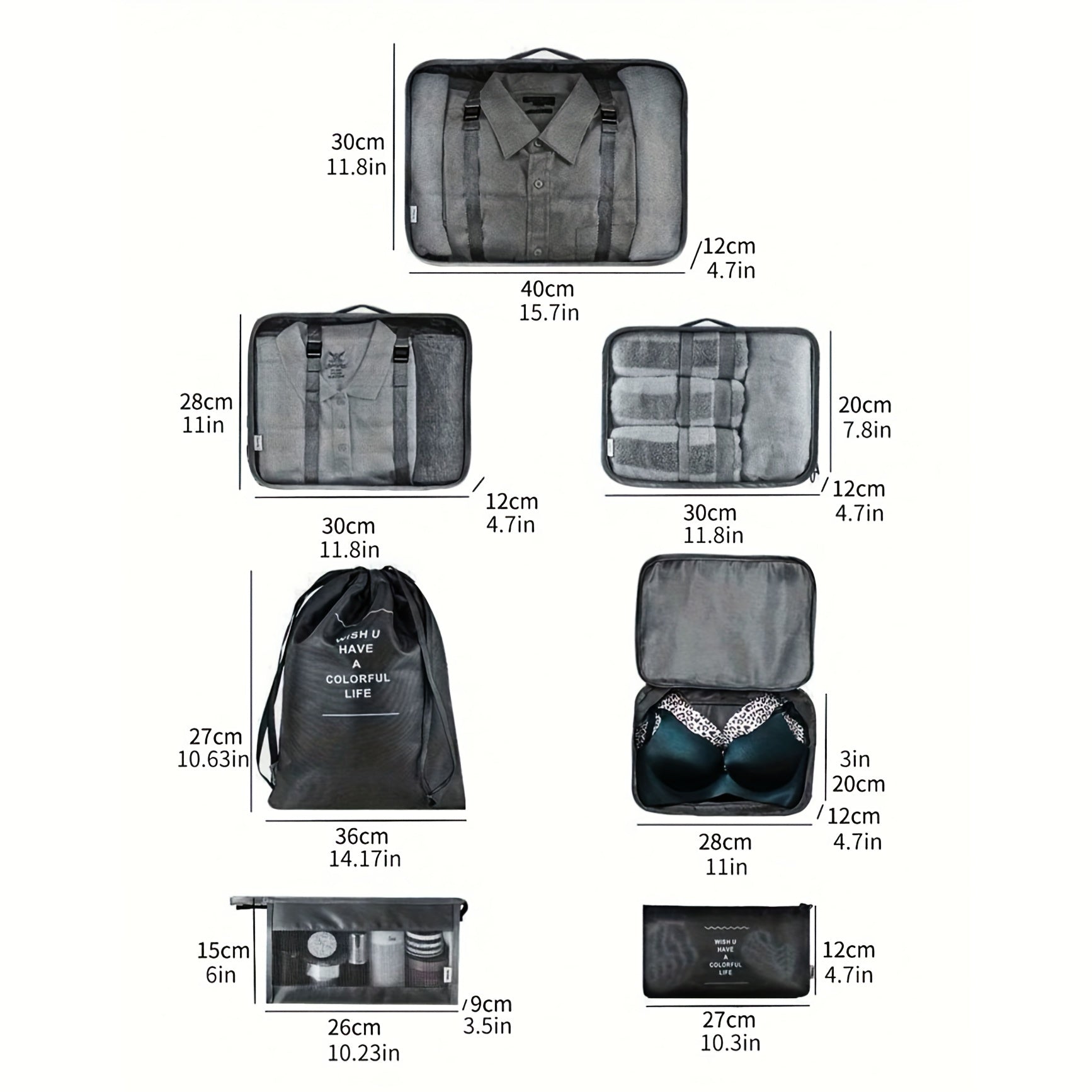 7 Pcs Travel Luggage Bag Sets Versatile Organizers
