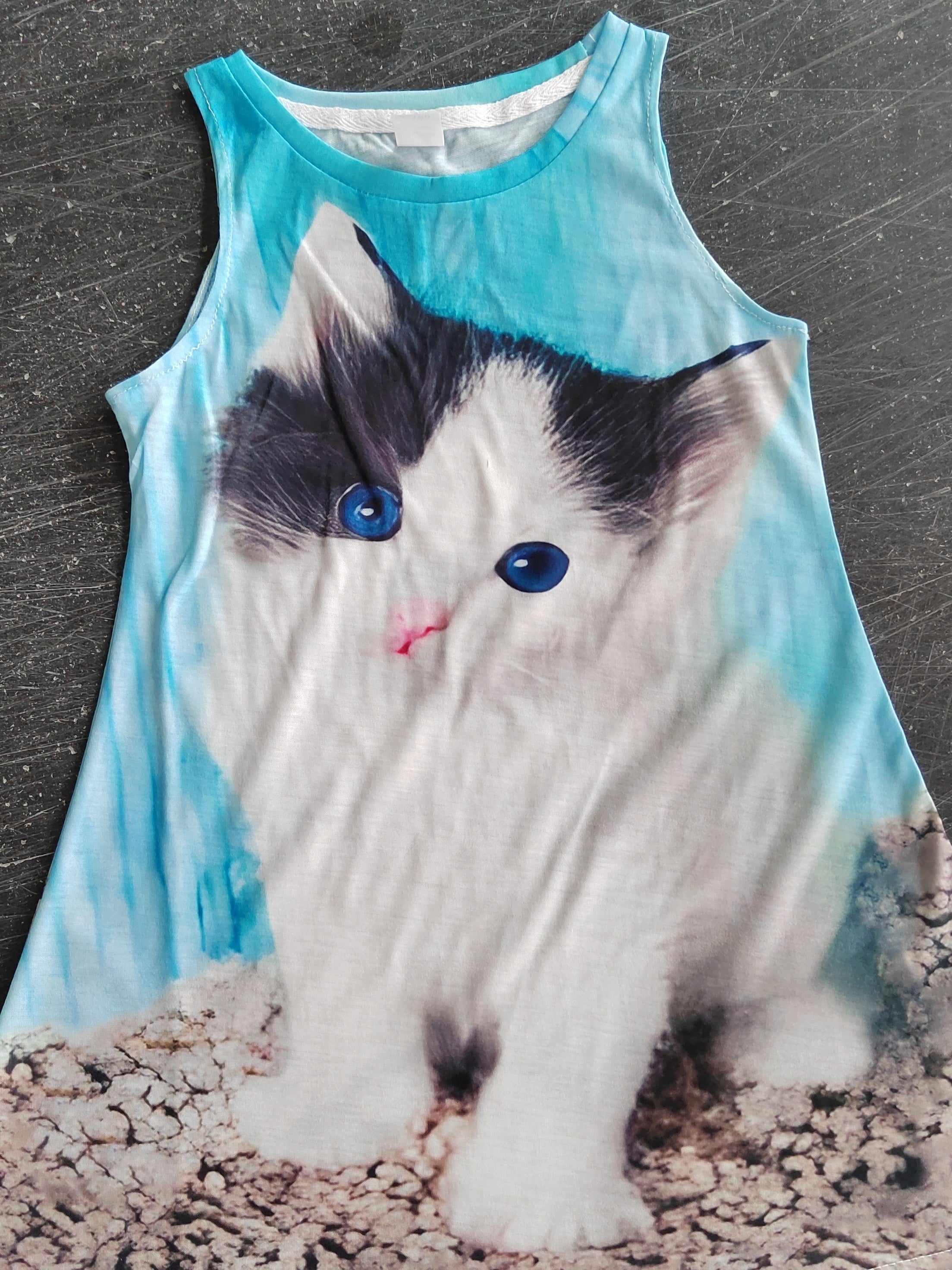 Girls 3D Digital Print Sleeveless Dress for Summer Parties