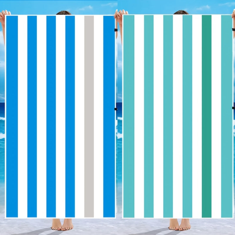 2pcs Striped Pattern Beach Towel Quick Drying Soft Absorbent Beach Towel