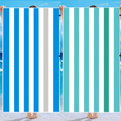2pcs Striped Pattern Beach Towel Quick Drying Soft Absorbent Beach Towel
