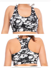 Marble Print Sports Bra Women's Plus Medium Stretch Yoga