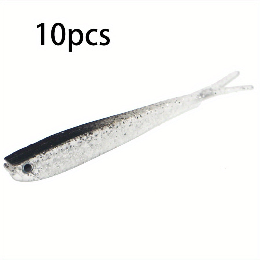 10pcs 2g 3D Eye Forked Tail Bionic Fishing Lure Soft Wobbler Bai